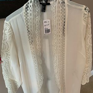 Woven ivory cardigan. Sz lg  Forever 21